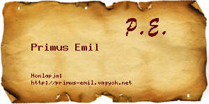 Primus Emil névjegykártya